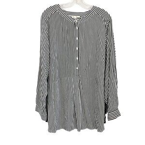 NEW Jane & Delancey Black White Striped Long Sleeve Blouse Artsy Business Sz 2X